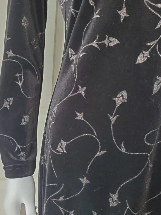 Fredericks Of Hollywood Black Velour Velvet Faux Fur Collar Coat Size Small - Picture 5 of 10